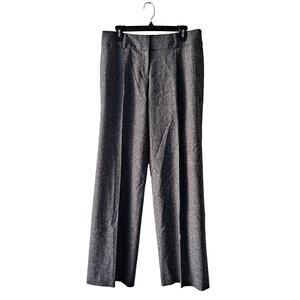 Ann Taylor Loft Julie Dress Pants Wool Blend Wide Leg Trouser Gray Womens Size 8